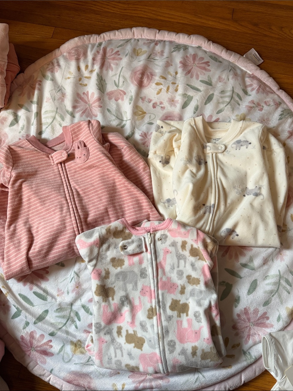 Pink & Cream Plush Baby Sleep Sack Set - Soft Zip Footed Pajamas